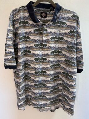 Tabasco Blue Hawaiian Polo Shirt XXL